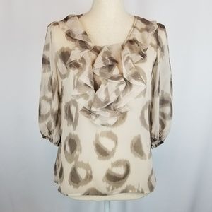 Ann Taylor Sheer Ruffle Blouse